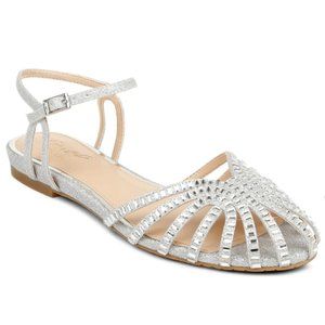 NIB $99 Perla Ankle Strap Flat JEWEL BADGLEY MISCHKA in size 6!